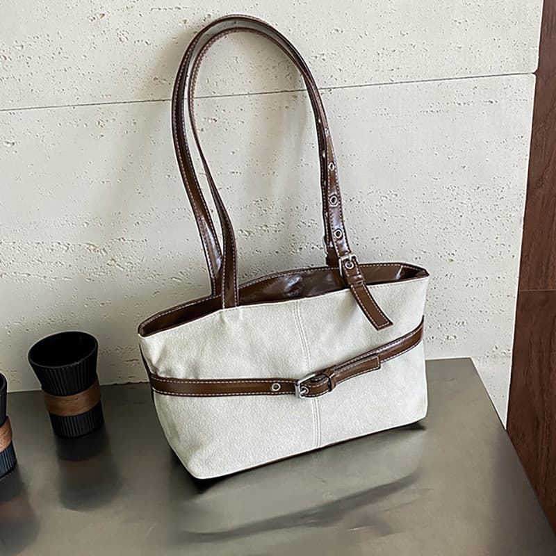 PU women's bag shoulder bag 2026 autumn deerskin velvet retro style pleated belt armpit bag single shoulder large capacity bag