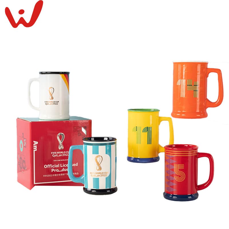 2022 Qatar World Cup Football Fan Souvenirs Officially Authorized Authentic Beer Glass Water Cup Mug Ceramic