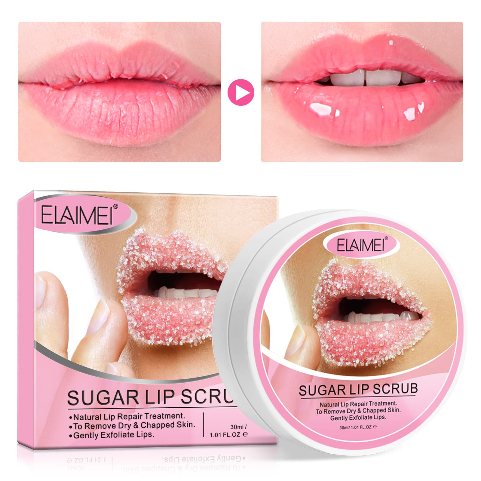 ELAIMEI Cross-border New Lip Scrub Sugar Lip Care Moisturizing Hydrating Exfoliating Dryness Fade Lip Lines