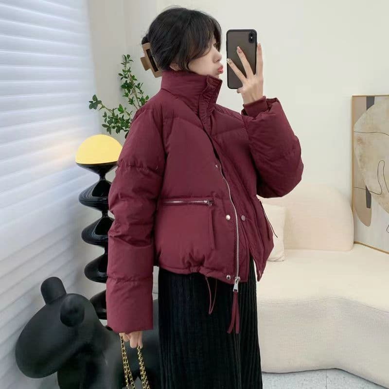 European and American Russian short bread coat stand collar slimming loose warm winter women's thick raglan sleeve cotton-padded coat