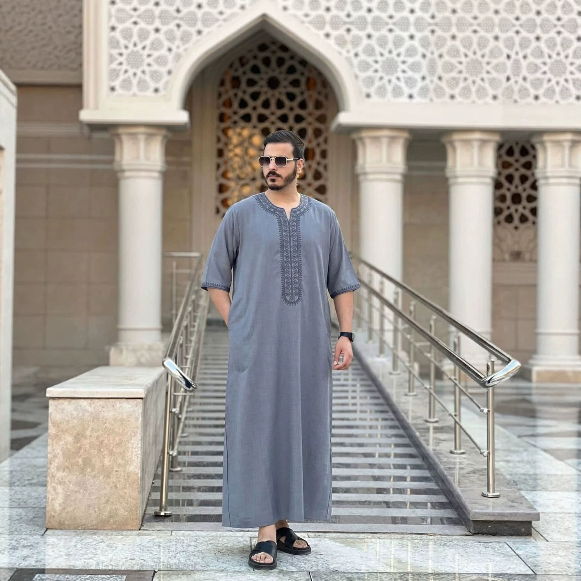 Cross-border foreign trade new traditional clothing men's clothing short-sleeved embroidered men's robes men's traditional clothing