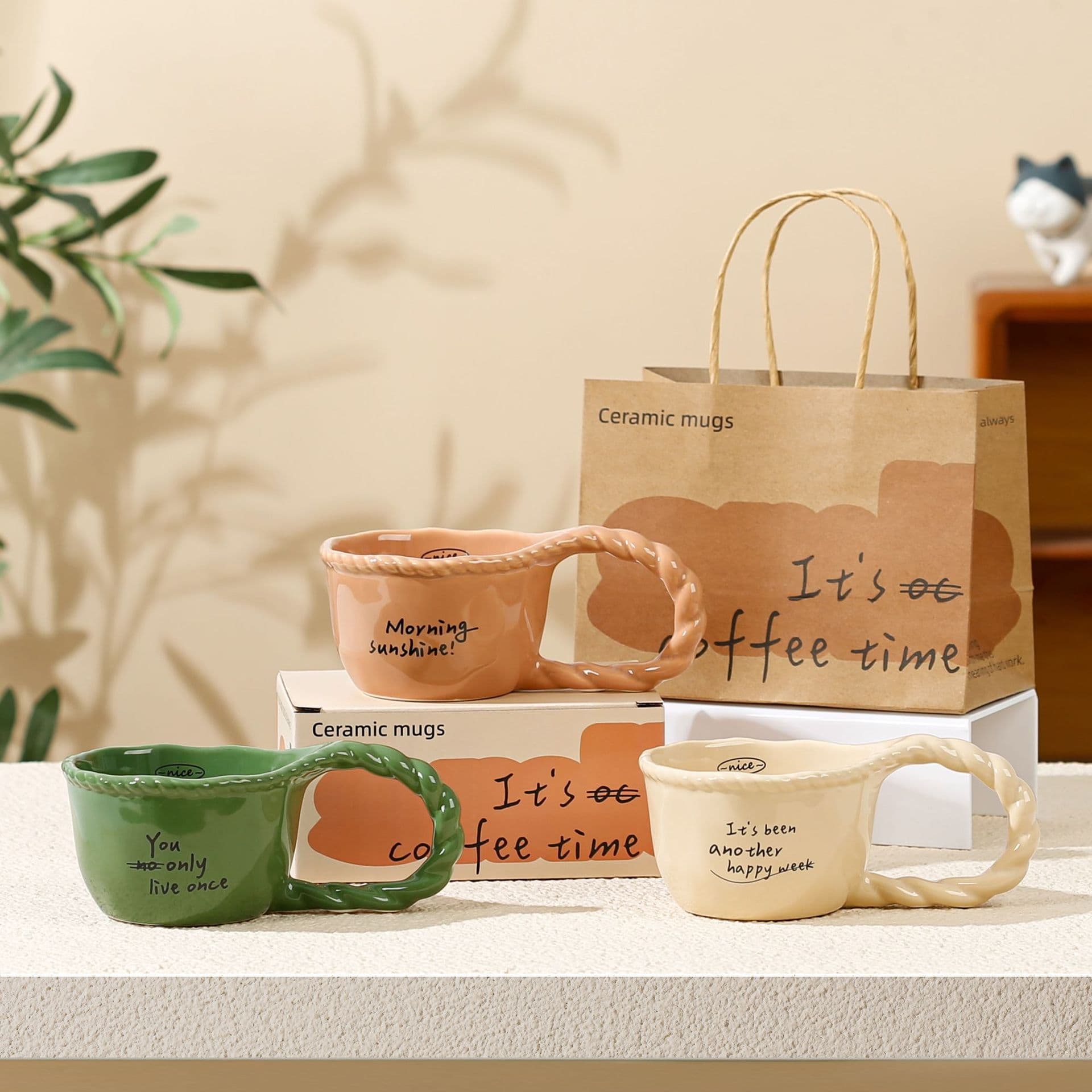 Luxury Knot Coffee Mug Premium Ceramic Mug Unique Personalized Water Cup Gift for Women Souvenir with Gift Bag