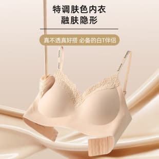 Plus Size Seamless Wire-Free Jelly Strip Soft Support Bra Push Up Lift Side Boob Control Lace Backless Bra Women Summer
