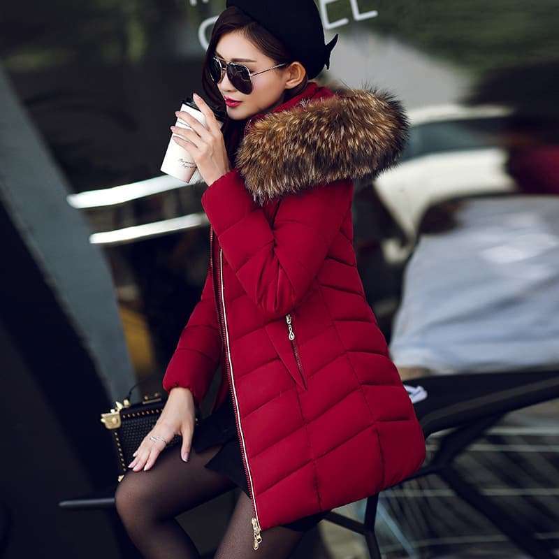 European Export 2025 Winter New Mid-Length Hooded Fur Collar Fashion Versatile Stylish Simple Women's Coat