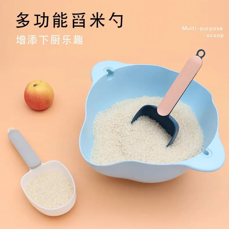 Creative kitchen gadgets, simple color-blocked rice scoop, kitchen flour scoop with sealing clip.