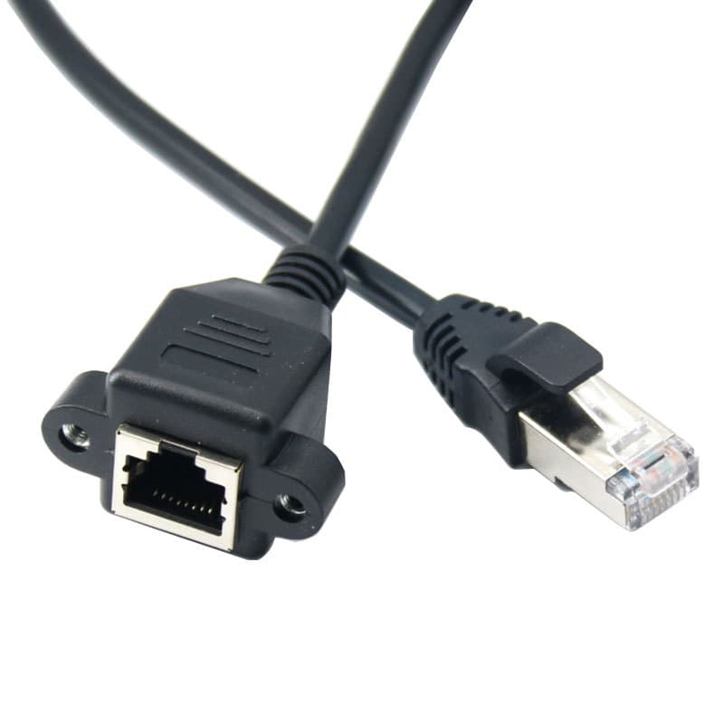 RJ45 Network Extension Cable with Screw Holes, Cat5 Ethernet Extension Cable Male-to-Female with Ears, Cat5E Network Port Panel Cable