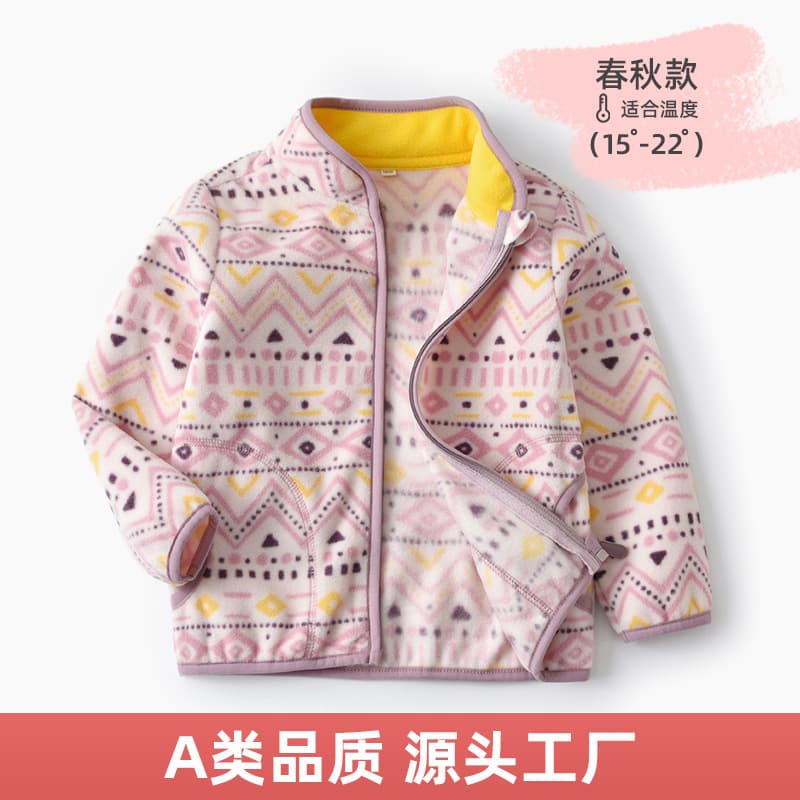 2026 Autumn/Winter New Baby Girl Fleece Printed Jacket Thin Ethnic Style Plaid Coat Children's wy1589