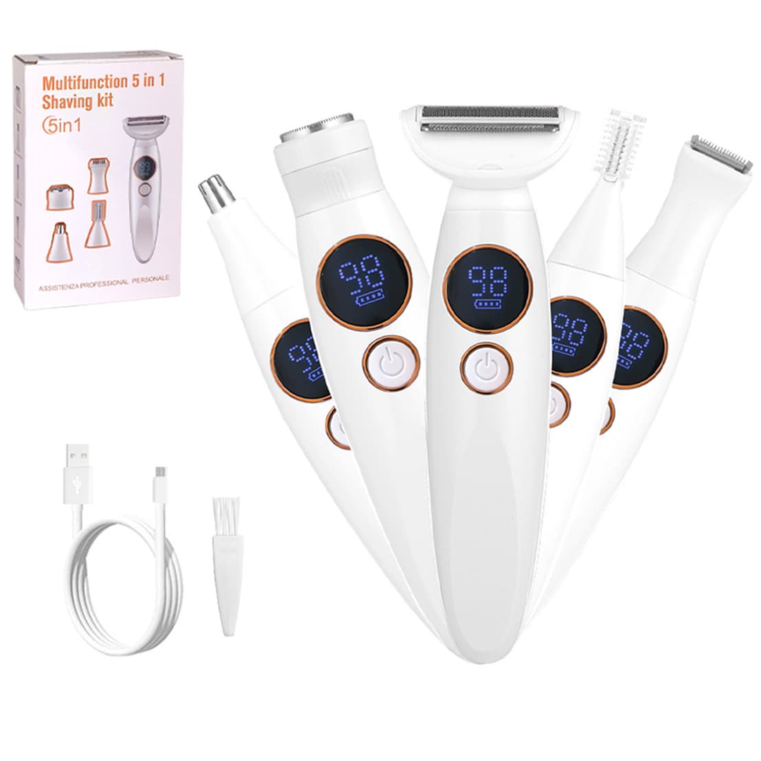 Cross-Border New Women's Electric Multi-Functional Hair Removal Device Full Body Waterproof Type-C Rechargeable Shaver Set