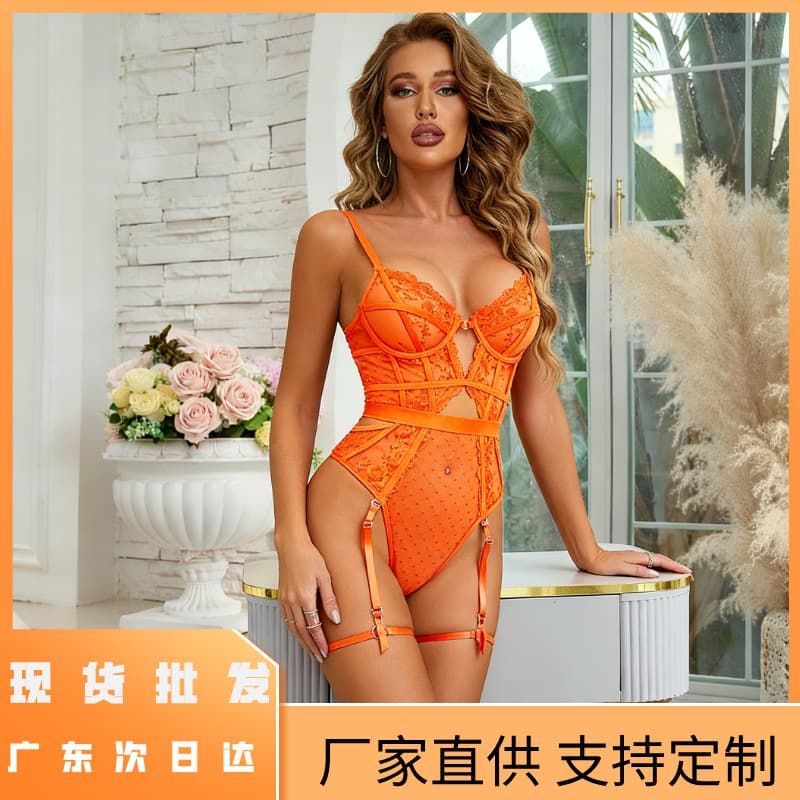 Russian Export Best-Selling Spring Summer Autumn New Lingerie European American Embroidery Garter Tummy Control Bodysuit Plus Size Women