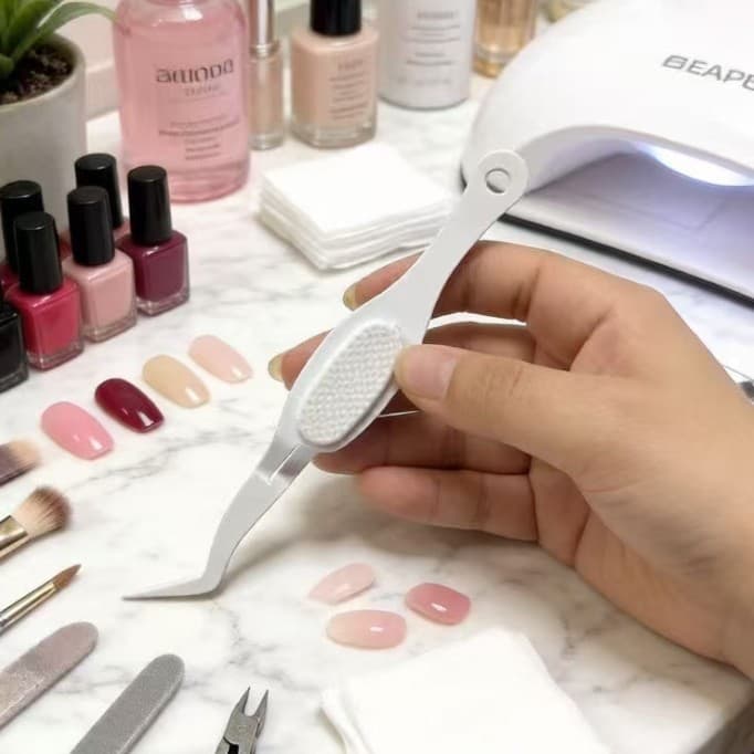 Manicure elbow clip tweezers stainless steel eyebrow clip black reverse tweezers positioning nail cross clip fixed tweezers