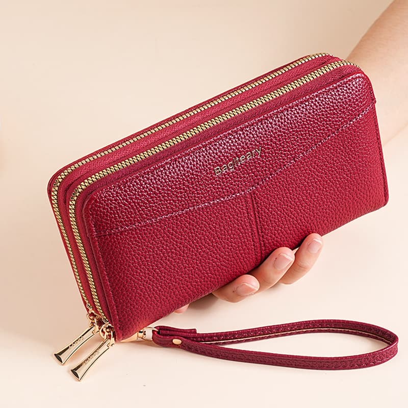 New Cross-Border Wallet for Women Premium Simple Pebble Grain Double Zipper Clutch Coin Purse Women's Bags Wholesale
