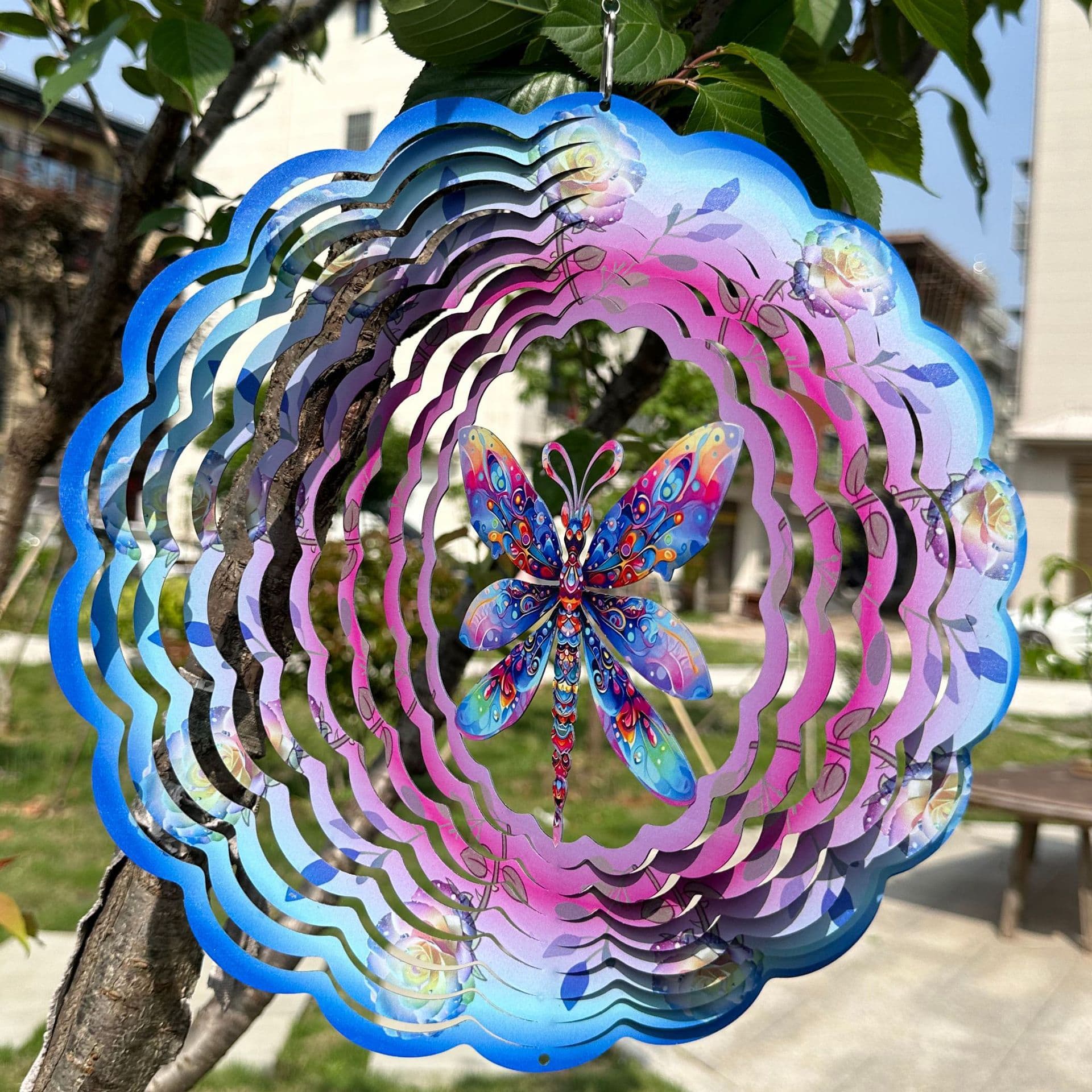 Dragonfly Metal Wind Spinner Hanging Wind Spinner Suitable for Outdoor and Indoor Decoration Wind Spinner