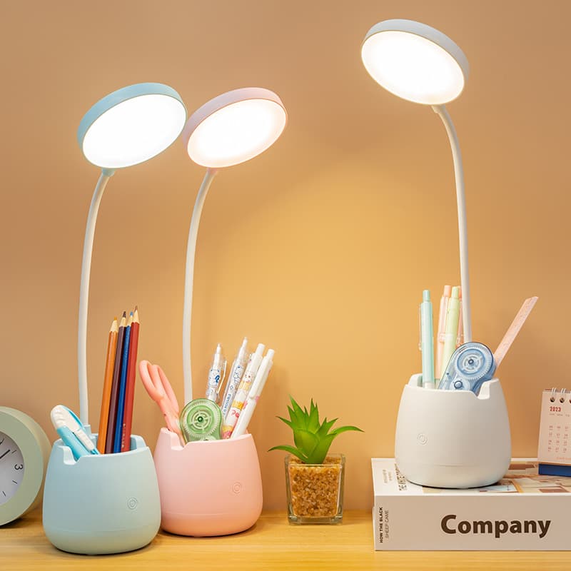 Eye-Caring Desk Lamp for Study, LED Rechargeable & Plug-in, Dorm Room Essential for Students, Protects Vision Reading Light