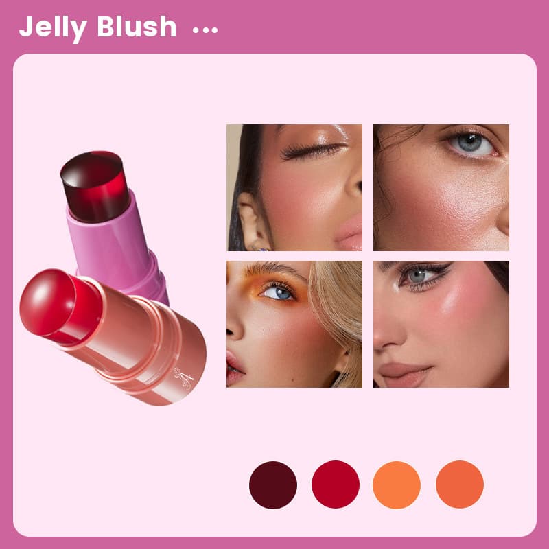 Cross-Best-Selling Jelly Blush Lip and Cheek Dual-Use Transparent Waterproof Natural Contouring Brightening Blush Stick
