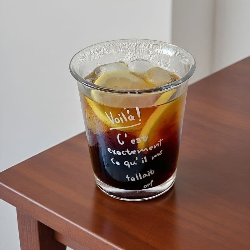 Letter-Style Instagram Coffee Cup, American Cold Brew Iced Latte Cup, French Letter-Style Student Glass Cup, Cold Drink Cup