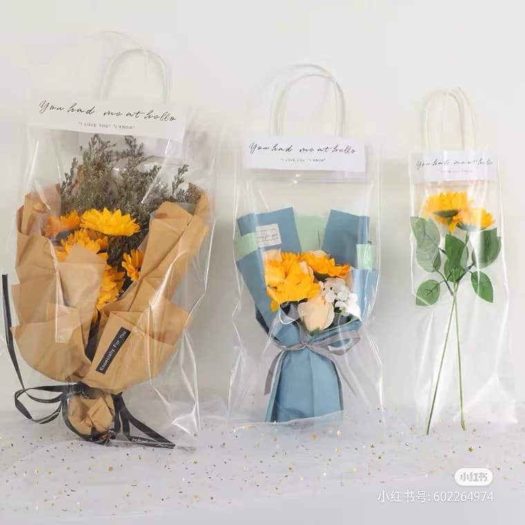 Teacher's Day Handbag Ins Style Gift Bag Popular Flowers Transparent Packaging Bag Companion Gift Bag Single Rose