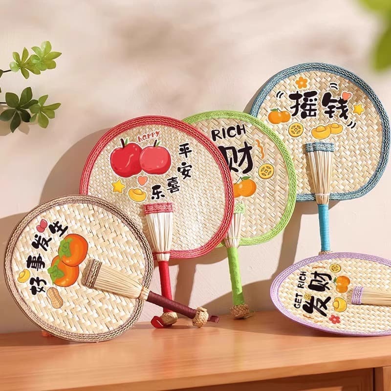 Summer Handwoven Traditional Large Palm Leaf Fan, Handheld Fan for Children, Baby, and Infant, Small Banana Leaf Fan