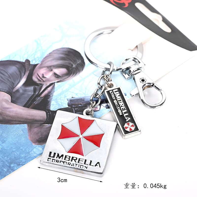 Resident Evil 6 Umbrella Leon Jill Playing Cards Silver Key Alloy Keychain Necklace