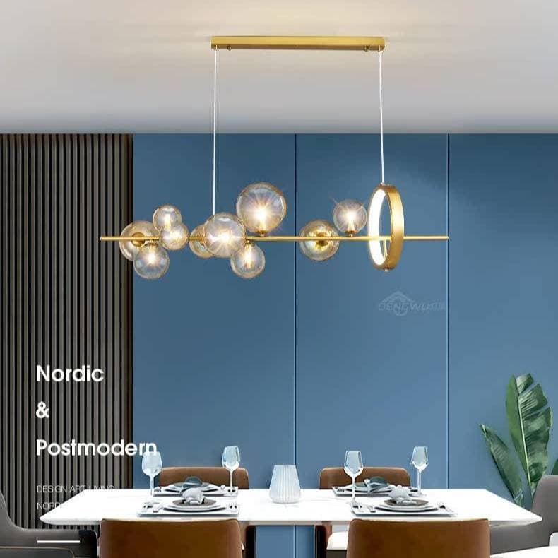 Modern Minimalist Restaurant Pendant Light, Creative Mame Bubble Design Luxury Long Bar LED Dining Room Fixture