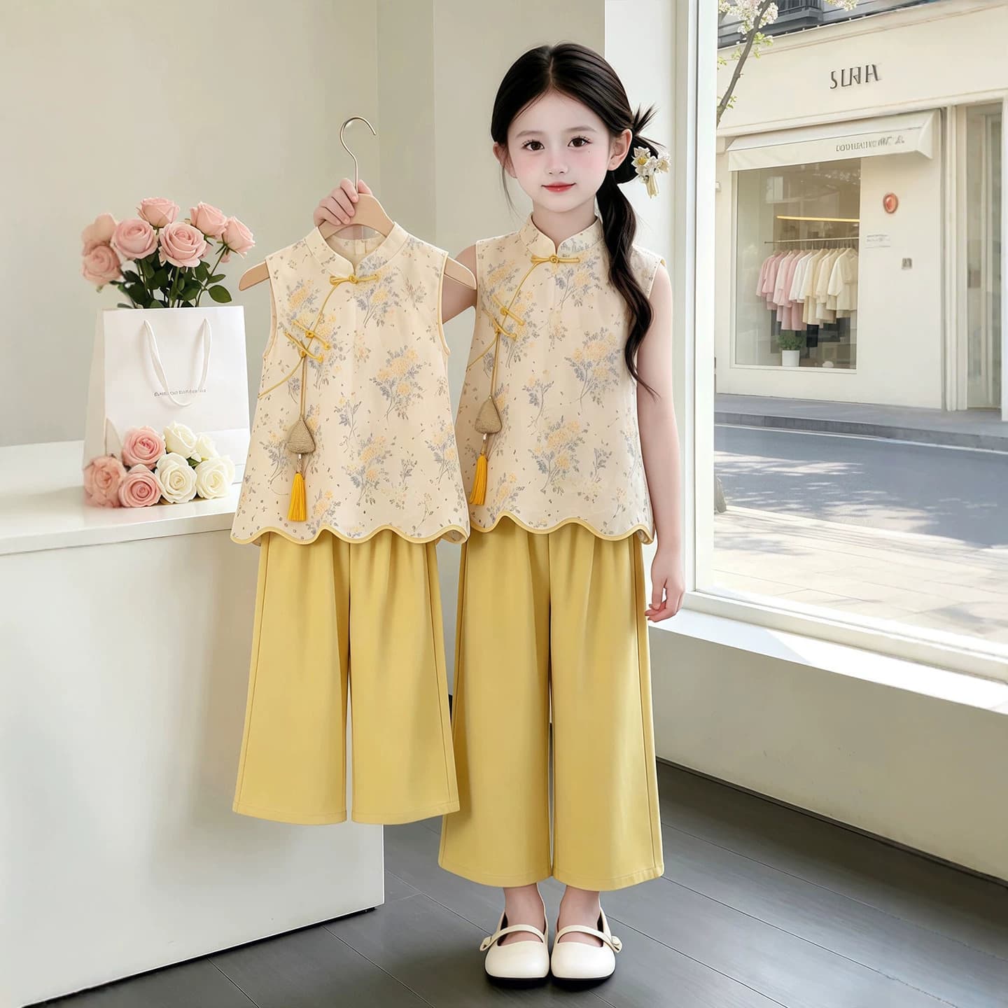 Girls' Chinese-Style Summer Set 2026 New Fashionable Children's New Chinese-Style Hanfu Summer Top Two-Piece Set