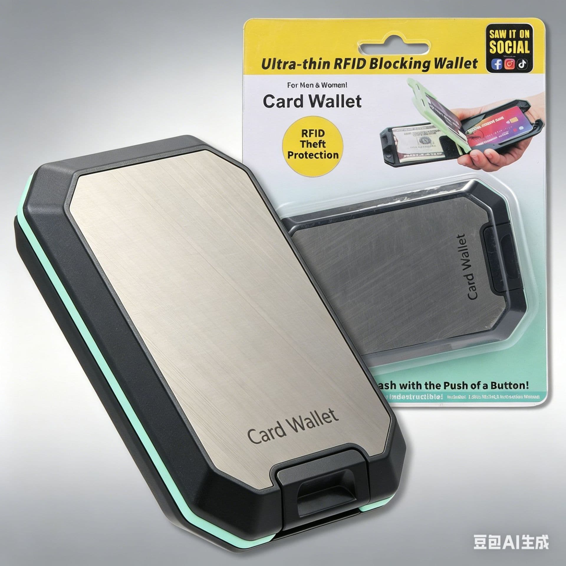 Cross-Border Multi-Function Aluminum RFID Blocking Minimalist Portable Card Case Wallet