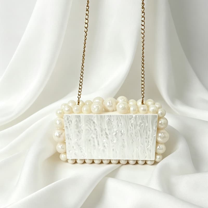 Cross-Border Marble Acrylic Evening Bag Candy Color Clutch Double Row Beaded Women's Bag Painted Shoulder Bag