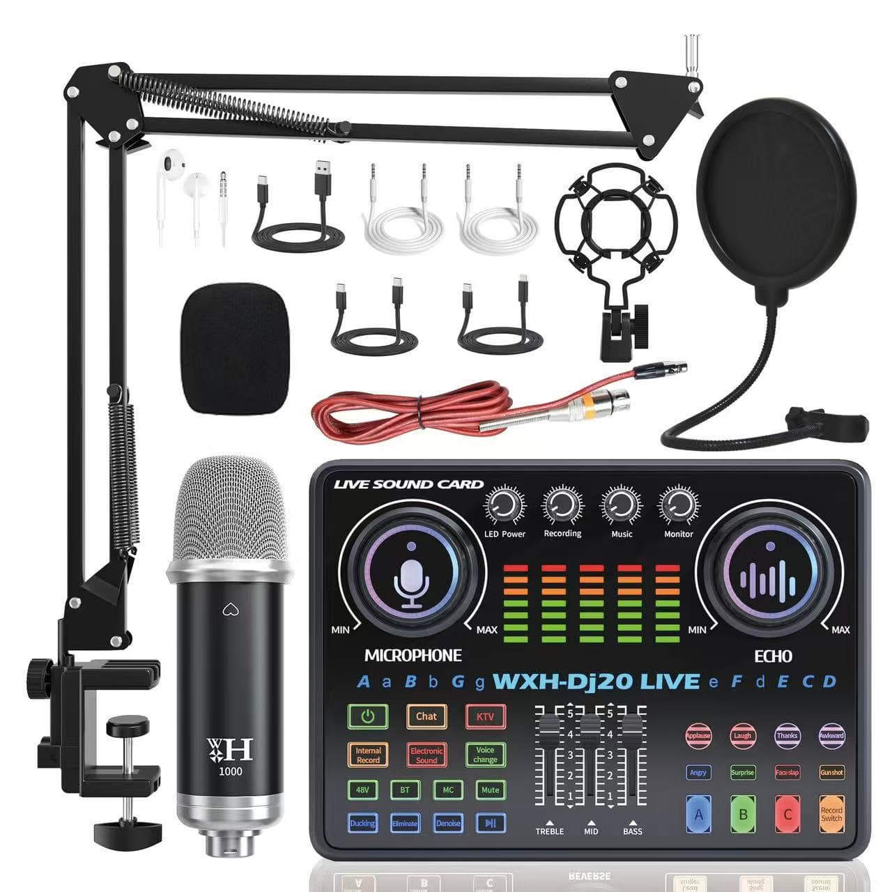Factory Direct Dropshipping 48V DJ20 Live Streaming Sound Card Mobile Phone Computer Desktop HIFI Sound Quality Intelligent Noise Reduction Kit