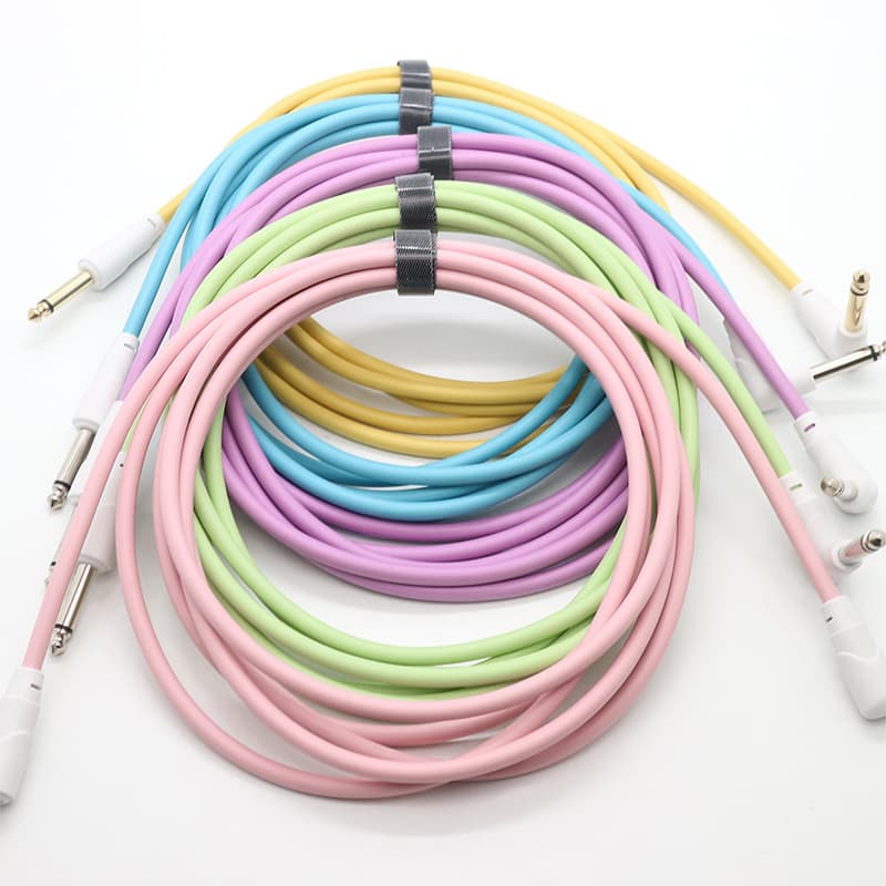 Factory Wholesale Macaron Color Straight to Right Angle 6.35mm Guitar Speaker Balanced Audio Noise Reduction Shielded Cable