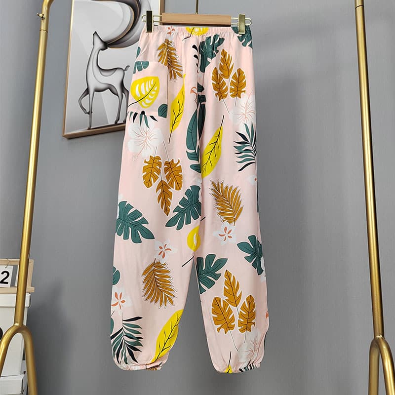Spring/Summer New Cotton Silk Sleep Pants for Women, Loose Plus Size with Pockets, Maternity Comfortable Rayon, Elastic Cuff Lantern Long Pants