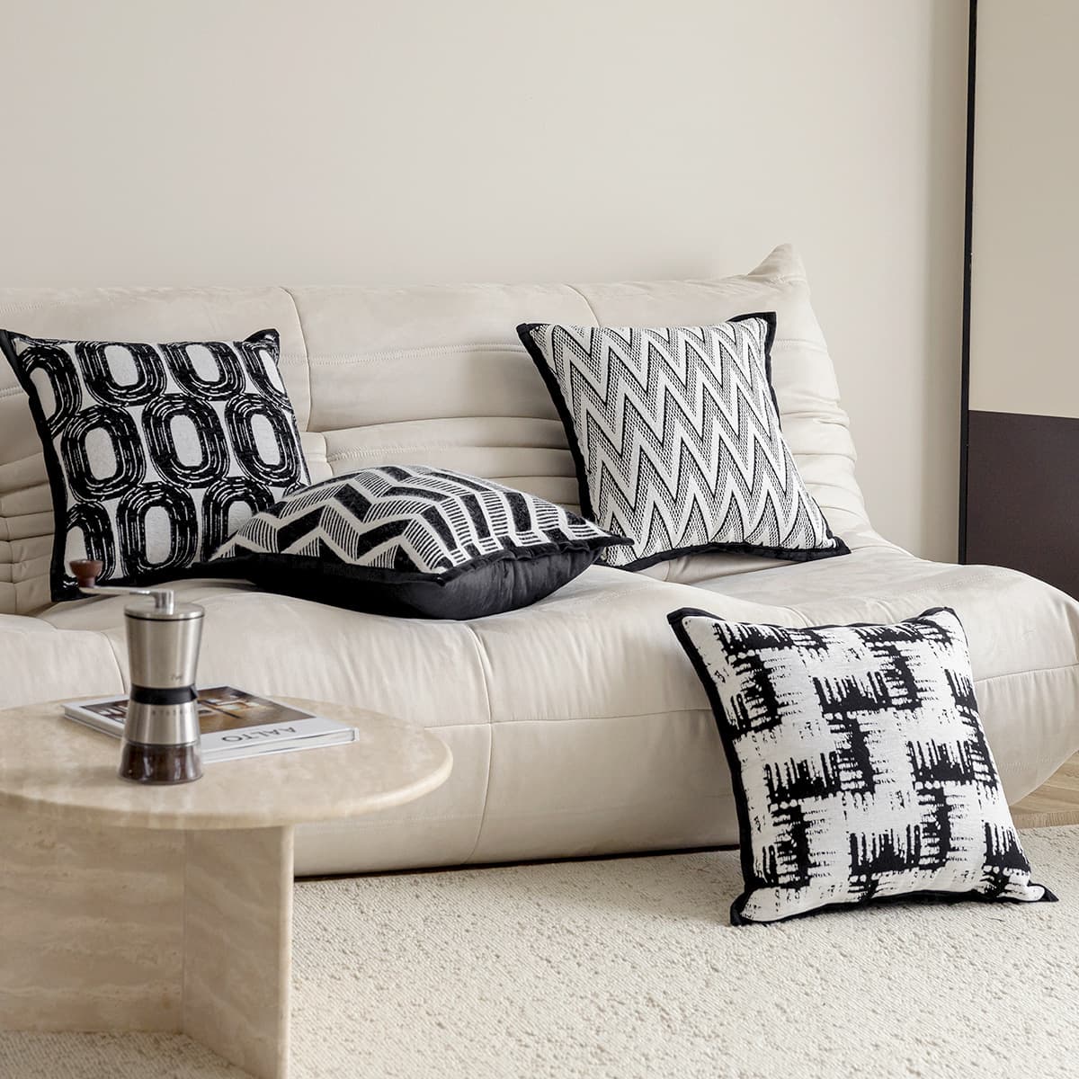 Modern Simple Living Room Decorative Pillowcase Home Sofa Cushion Cover Polyester Geometric Pattern Customizable Bed Head Pillowcase