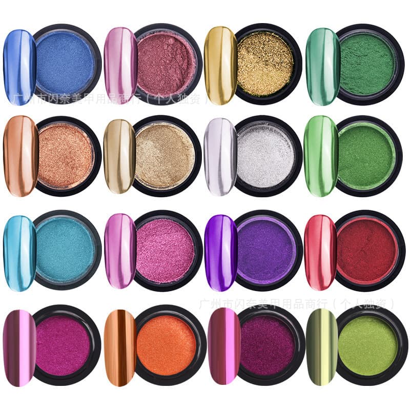 Shinna Cross-Border Nail Art Glitter Powder Ins Titanium Gold Powder Iridescent Aurora Mirror Powder Magic Mirror Powder Electroplated Metallic Nail Powder