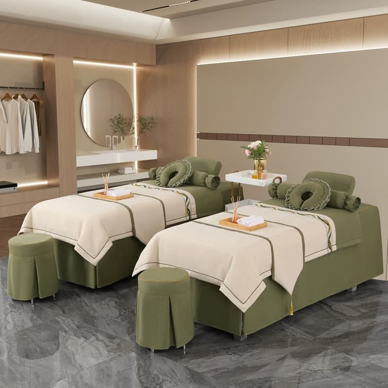 Beauty Bed Cover 4-Piece Set, High-End Light Luxury, Professional Massage Therapy Bed Cover, Shampoo and Ear Cleaning Bed Cover Wholesale