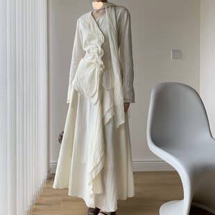 Nian Chun Autumn Spring Casual Lightweight Chinese Style Two-Piece Set Long Sleeve Top Flowing Gentle Skirt