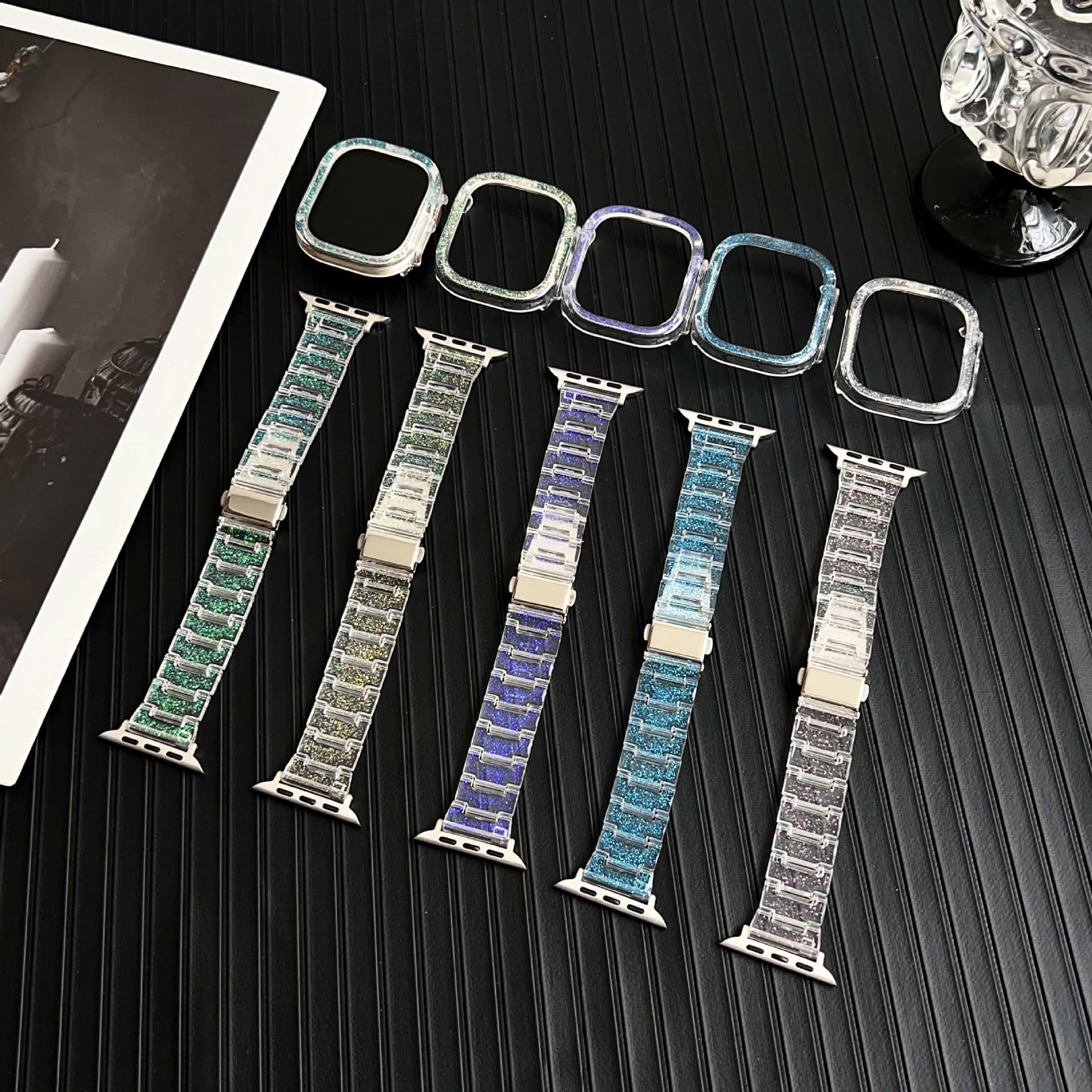 Chameleon Band Set for Apple Watch iWatch 10 Transparent Glitter Band