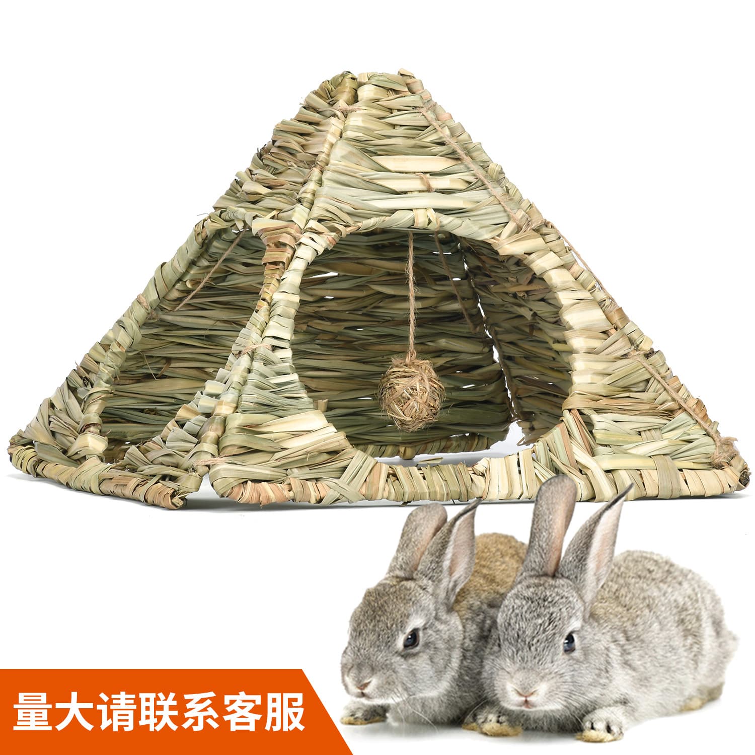 New Pet Foldable Grass Hut for Rabbits, Chinchillas, Hamsters, Hedgehogs, Guinea Pigs, and Other Small Pets - Natural Woven Hideout