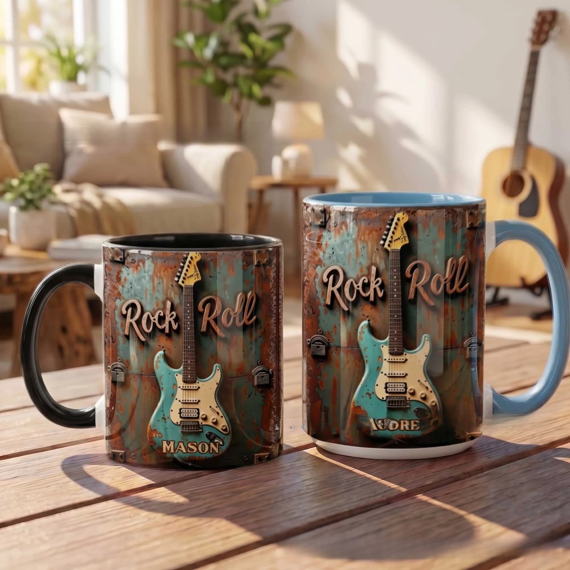 Personalized Rock Guitar Name Coffee Mug