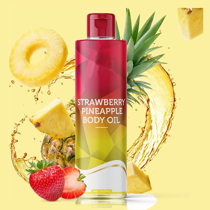 Cross-border Custom Strawberry Pineapple Body Oil Firming Moisturizing Body Oil Skin Care Foreign Trade Processing