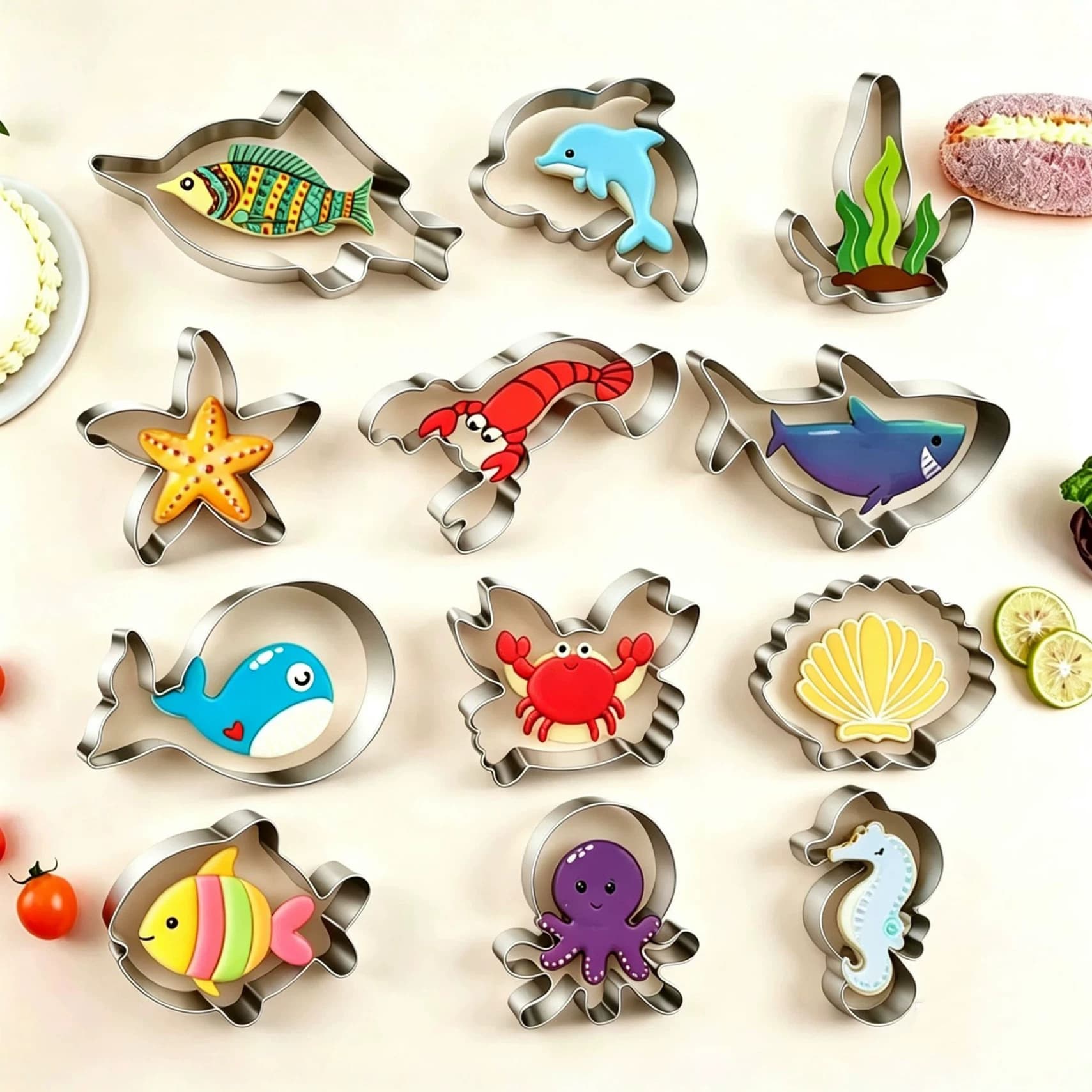 Sea Animal Ocean Cookie Molds Shark Seahorse Clay Mold Dolphin Lobster Shell Octopus Frosting Mold