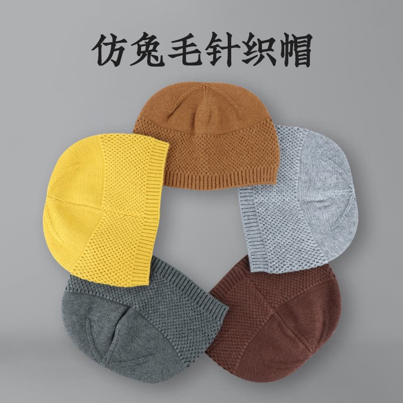 Dixi Autumn/Winter Monk Knitted Hat, Melon-Shaped Hat, Warm and Elastic, Suitable for Monks and Nuns