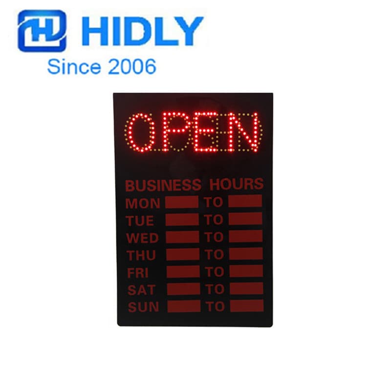 Time Sign with "Open" and "Closed" Illuminated Letters, 24-Hour Advertising Board