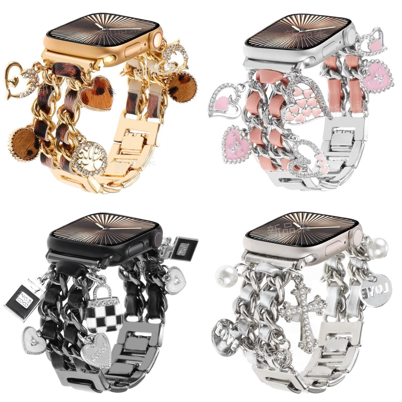 Suitable for Apple watch denim chain decorative strap Apple watch small fragrant style metal pendant strap ready for sale