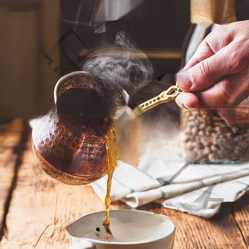 Turkish Coffee Pot Milk Tea Thin Copper Ware Flower Copper Brewing Pot Hanging Ear Hand Pour Pot Italian Coffee Pot