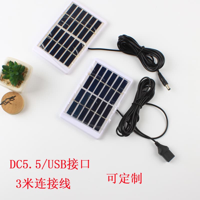 5V 1W Solar Charging Panel Outdoor Travel Power Bank Large Capacity Power Generator Fan USB Charger Portable