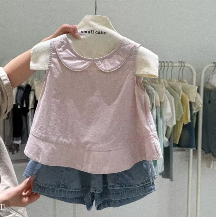 Korean style girls 2026 summer new style sweet milk fufu versatile top babydoll shirt denim shorts two-piece trendy set