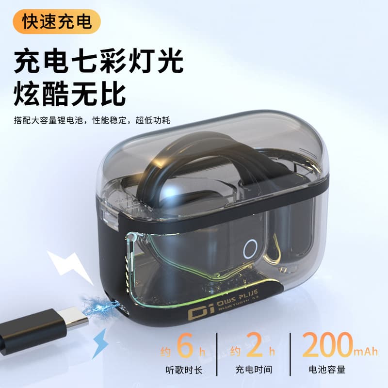 Guanhui ear-hung headphones wireless Bluetooth non-in-ear sports transparent hatch ows ear-hung lid stereo