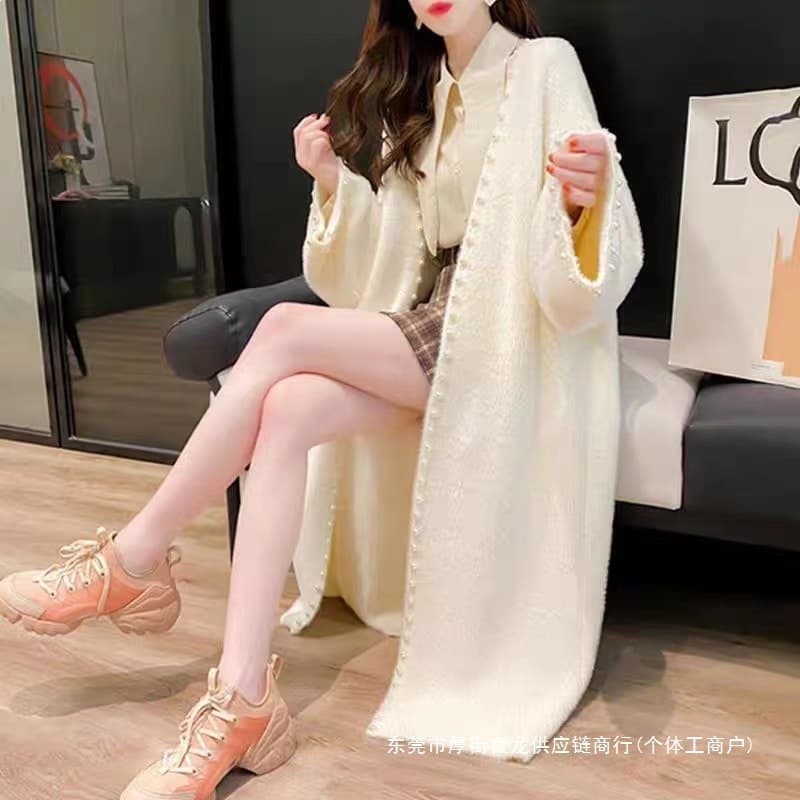 Mink-like Faux Fur Coat for Women, New Autumn/Winter Korean Loose Over-the-Knee Long Cardigan Sweater Knitwear Trendy