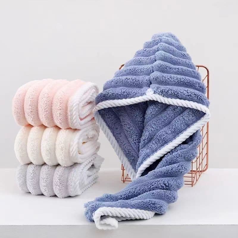 Quick-Dry Hair Drying Cap for Women with Pull-On Bow, Super Absorbent Bathing Shower Cap for Adults, Thick Non-Shedding Hair Towel