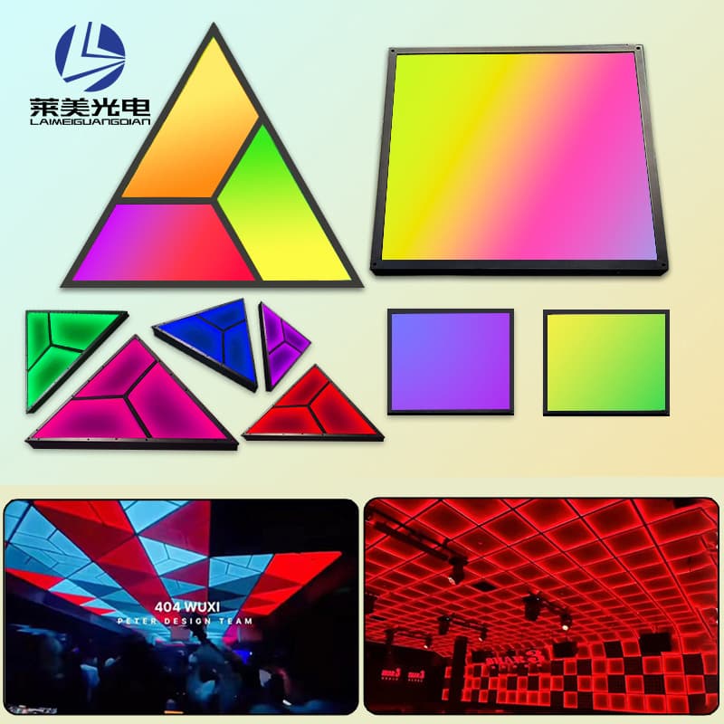 Bar triangle light, color-programmable square RGB flat panel light for billiard halls, stage ceiling ambiance panel light