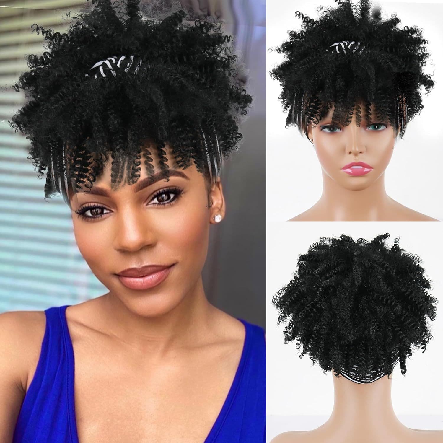 Manufacturers supply European and American wig women's short curly hair African small volume explosive hair band turban wig headgear