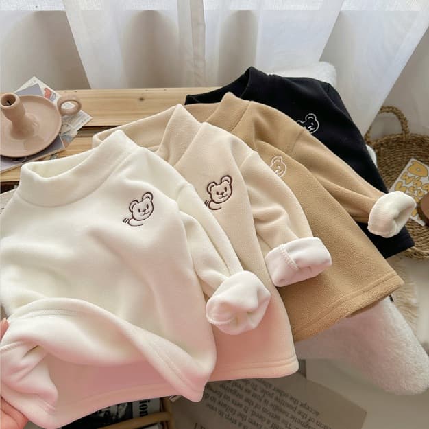 Infant children's fleece-lined thickened autumn/winter style high-neck base layer thermal top for boys and girls baby winter undershirt